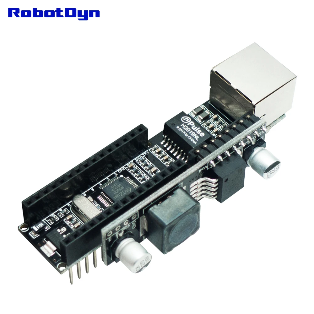 Сетевой щит RobotDyn W5500 Nano V3 Ethernet с активным/пассивным модулем PoE для использования
