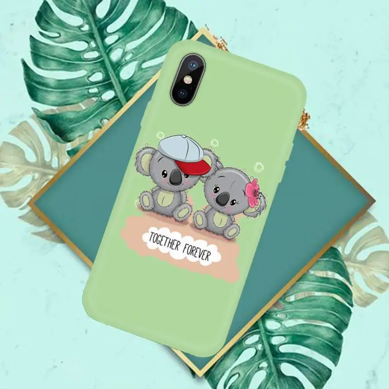 

cute koala bear Animal cartoon Phone Case Candy Color for iPhone 6 7 8 11 12 s mini pro X XS XR MAX Plus