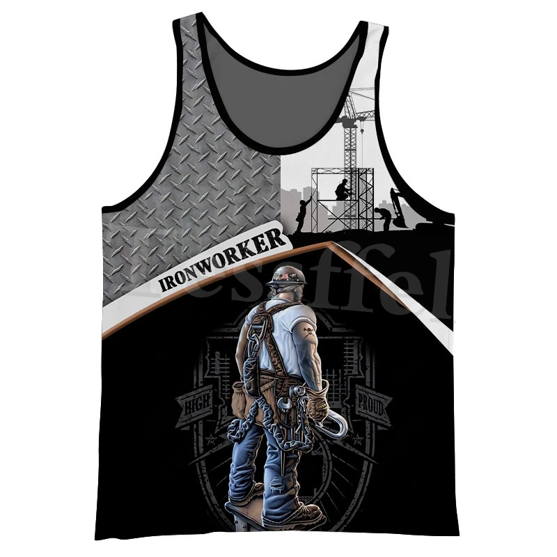

Tessffel Ironworker Welder 3D Printed Fashion Summer Skull Worker Men's Vest Harajuku Casual Unisex Tank Top Streetwear Style-4
