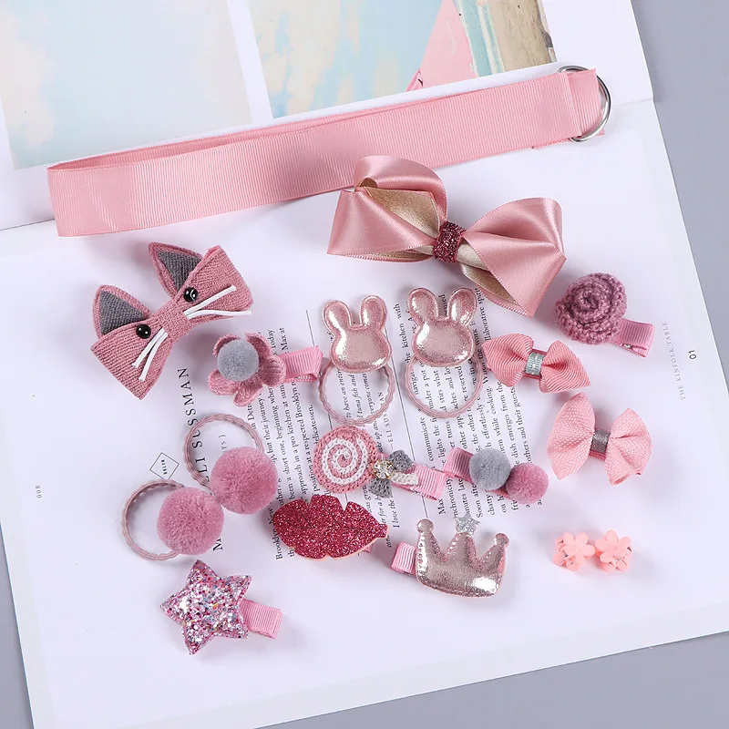 1 комплект = 18 шт. заколки для волос детские тканевые с бантом и цветочным узором