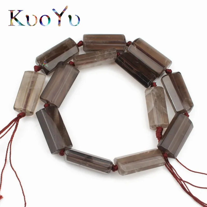 Smoky crystal 14x28 мм натуральный камень аметисты тигровый глаз Нефы каменные бусины прямоугольник Свободные Распорки бусины для самостоятельного изготовления ювелирных изделий кулон браслет - Цвет: Smoky crystal
