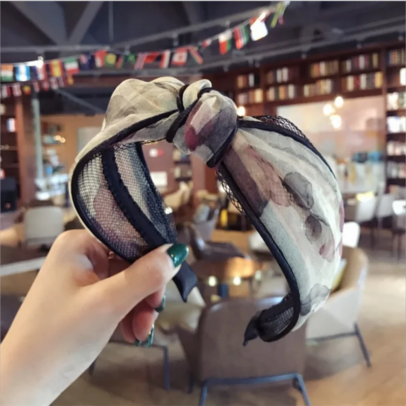 

New hair hoop female hair tie bowknot wide-brimmed head hoop going out wave point women hair accessories