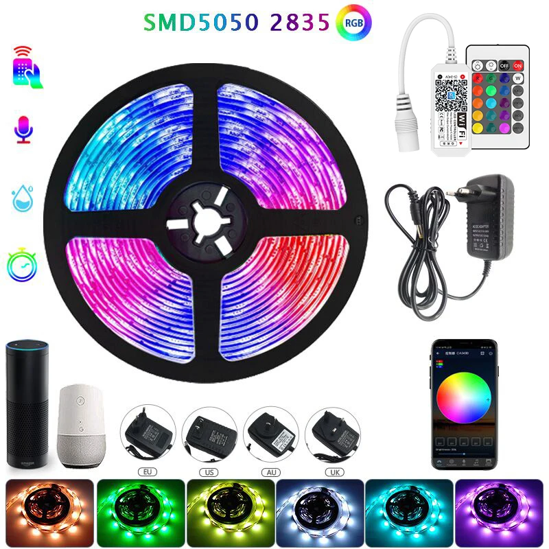 

LED Strip Lights 15M RGB 5050 2835 SMD Flexible Ribbon Waterproof RGB LED Light For Room 5M 10M Tape Diode DC12V Wifi Controller