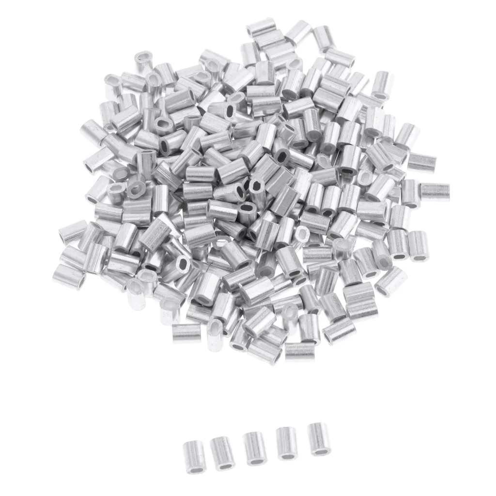 100Pcs Aluminum Fishing Crimp Sleeves Barrel Crimping Loop Sleeve Fishing Line Crimping Tube Connector Accessories 0.8-1.5mm