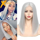 Короткий Боб прямые синтетические парики для женщин серый цвет 14 