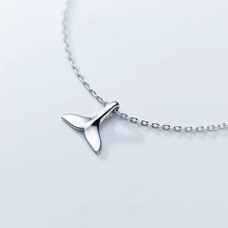 

A00353 Jazaz 925 Sterling Silver Blue Ocean Whale Tail Chain Charm Bracelet for Women 2020 Fashion Animal Jewelry Accessories