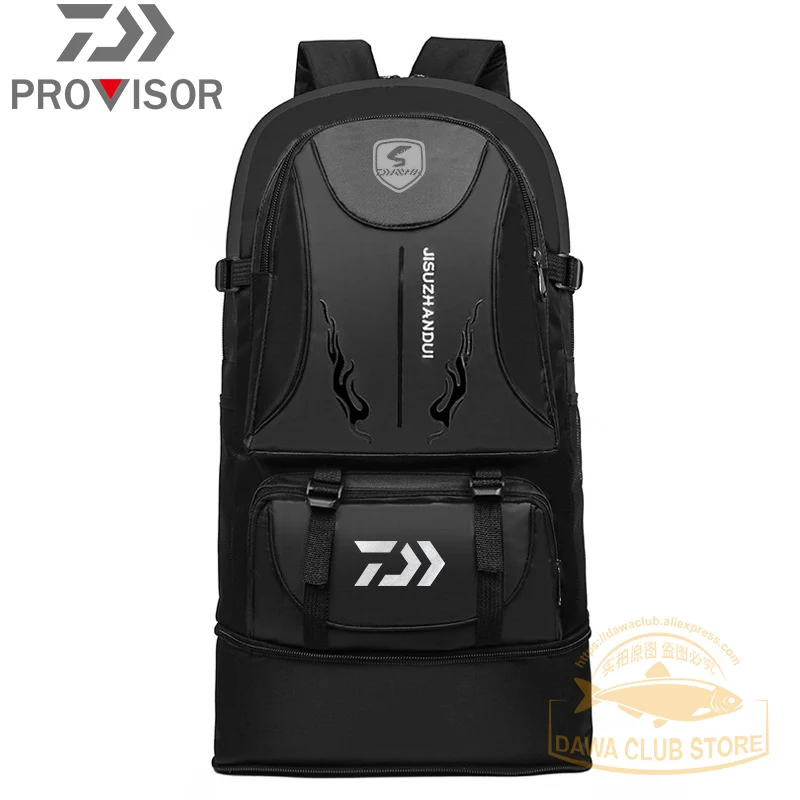 

2020 New Daiwa Fishing Backpack Toolkit Camping Mountaineering Bag DAWA Deformable 36-55L Fishing Cycling Multi-pocket Backpack
