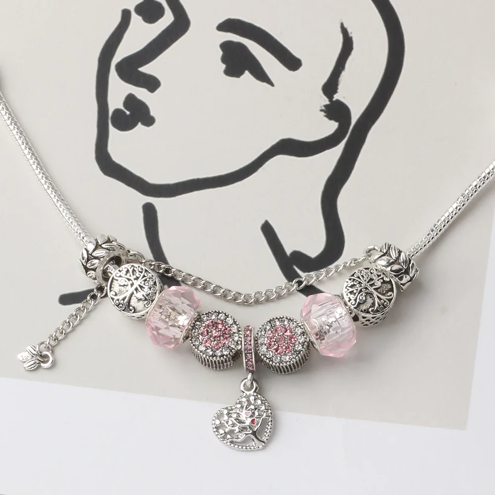 Привлекательные браслеты и из розового дерева жизни для женщин браслет с сердцем