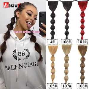 Aosiwig синтетические косички с пузырями, прямой хвост, кулиска волос, искусственные натуральные заколки для волос для женщин