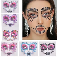 3d gem face sticker ghost skull face with diamond decoration fashion sexy face sticker prom holiday party face decoration sticke