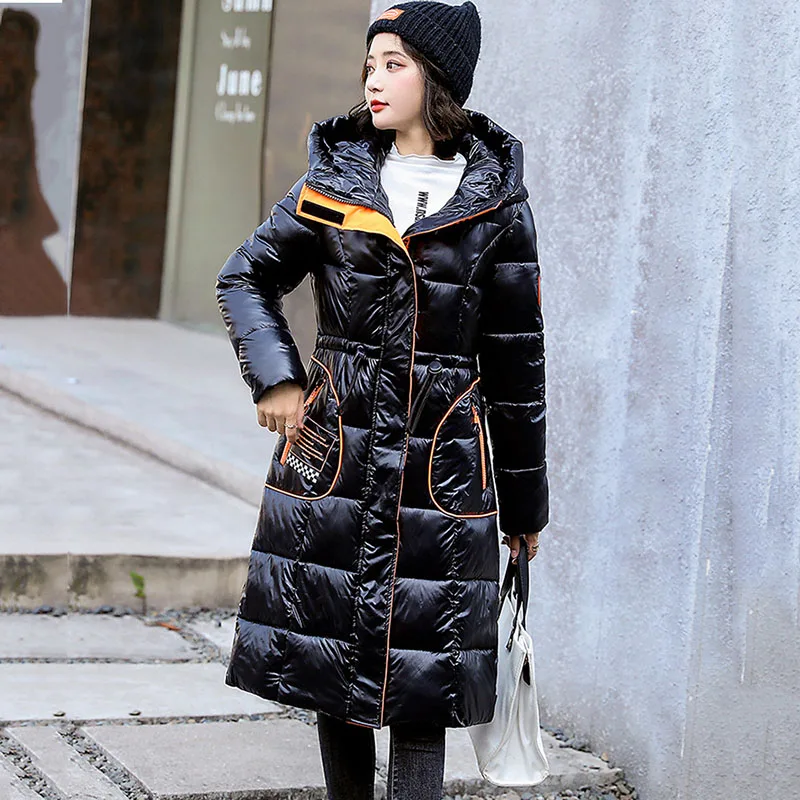 2023 Winter Thick Warm Hooded Female Jacket New Fashion Women Down Jacket Glossy High Quality Letter Women Down Jacket NBH377