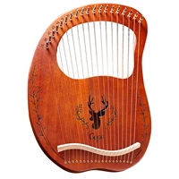19 string wooden lyre harp metal strings mahogany solid wood string instrument with carry bag tuning wrench cleaning cloth