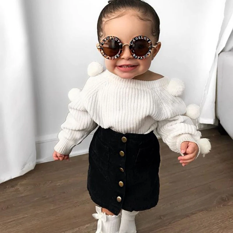 Осенние вязаные топы с длинными рукавами для маленьких девочек хлопковая блузка