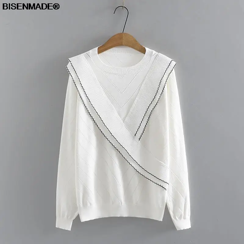 

Autumn Winter Sweaters Women Clothes Plus Size&Curve 2021 New Knitted Jumper Slim Casual Lace Cross Long Sleeve Pullover 876