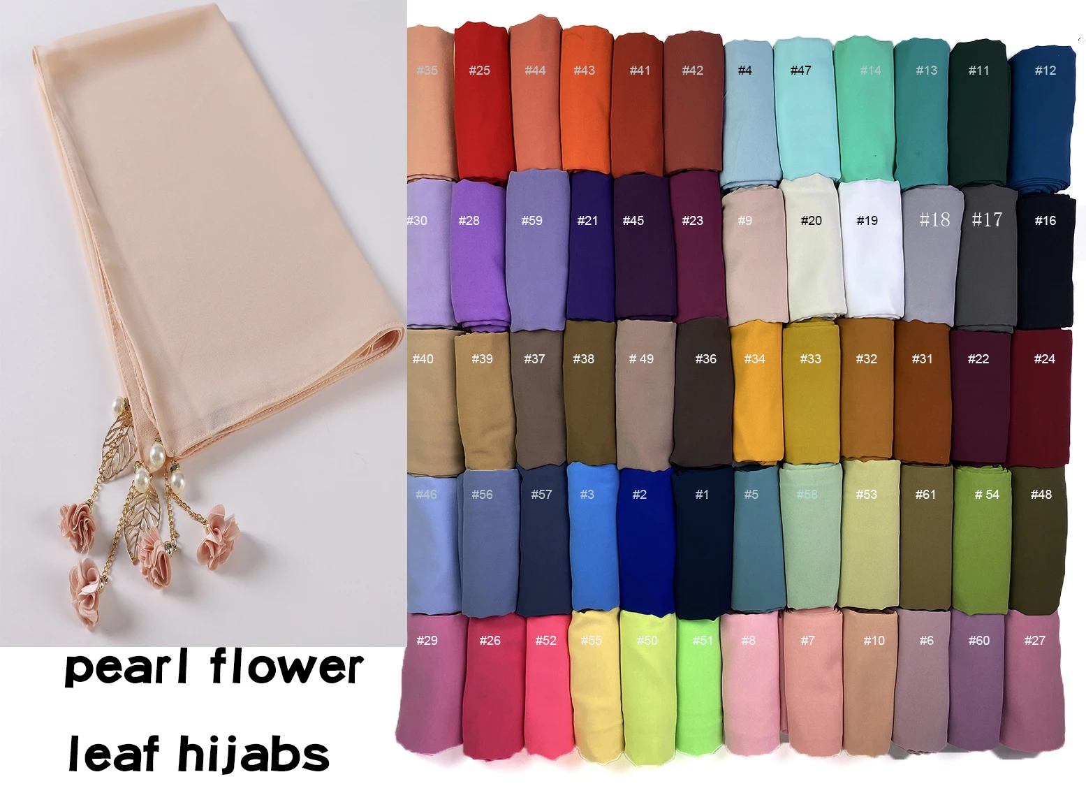 Premium Chiffon Custom Hijab Leaf Flower Pendant Tassel Muslim Headscarf Shawl and Wrap Islamic Female Foulard Turbante Stoles