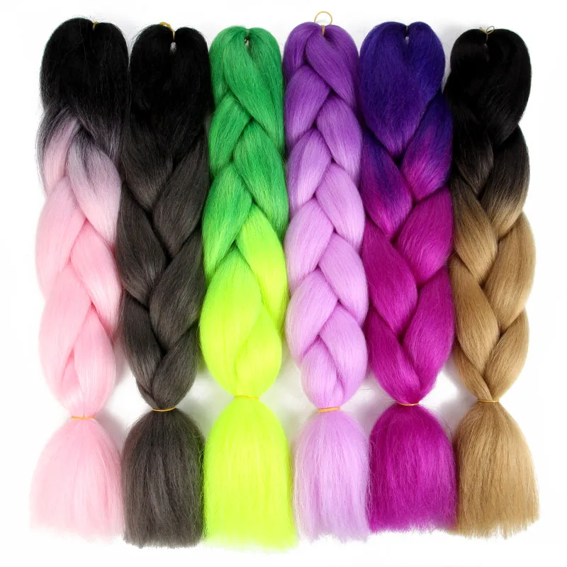 Sambraid jumbo косы ombre канекалон 24 inch плетение волос для вязания канекалон крючком косы синтетических крючком волос 100g