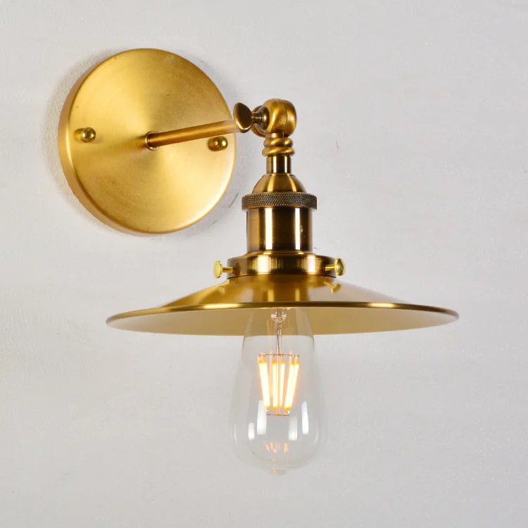 

10PCS Bronze Wire Drawing Flying Saucer Modern Concise Bedside Bar Counter Corridor Aisle Wall Lamp luminaria bedroom light