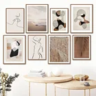 Абстрактные линии пляжная Пшеница Цветные Блоки настенная Картина на холсте скандинавские постеры и принты настенные картины для декора гостиной