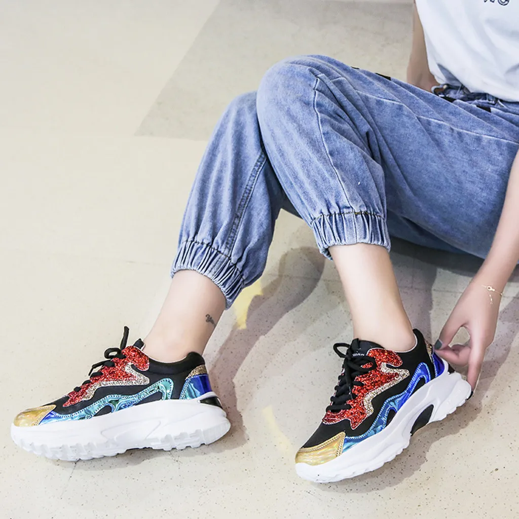 Новинка женские кроссовки на массивном каблуке женская модная разноцветная