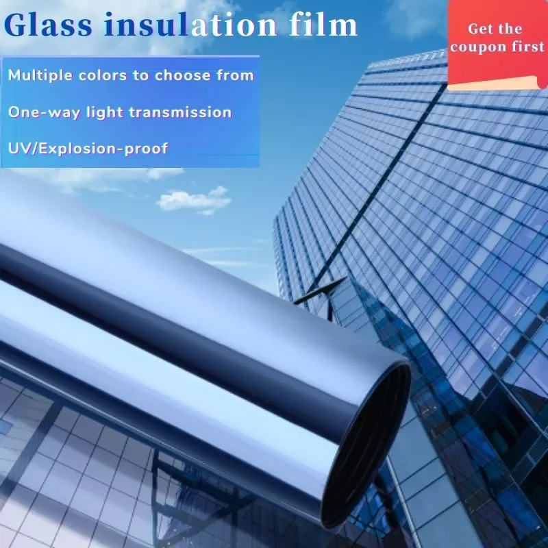 

7 Colors 2pcs 0.4x1m Mirror Window Film Self-adhesive Sticker One-way Heat Insulation and Sunscreen Household Silver Glass Film