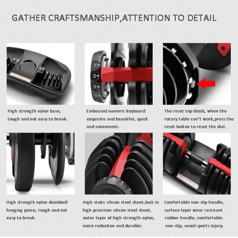 

Adjustable Dumbbell Fast Adjust Weight Dumbbell Barbell 5lb-52.5lb Free Weight Dumbbell Suit Training Equipment