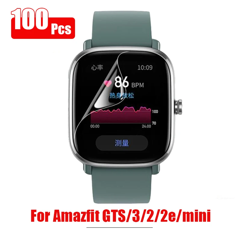 

100pcs/Pack Screen Protector For Xiaomi Huami Amazfit GTS 2 mini GTS 3 2 2e Bip U Pro Smart watch HD Full Cover Protective Film