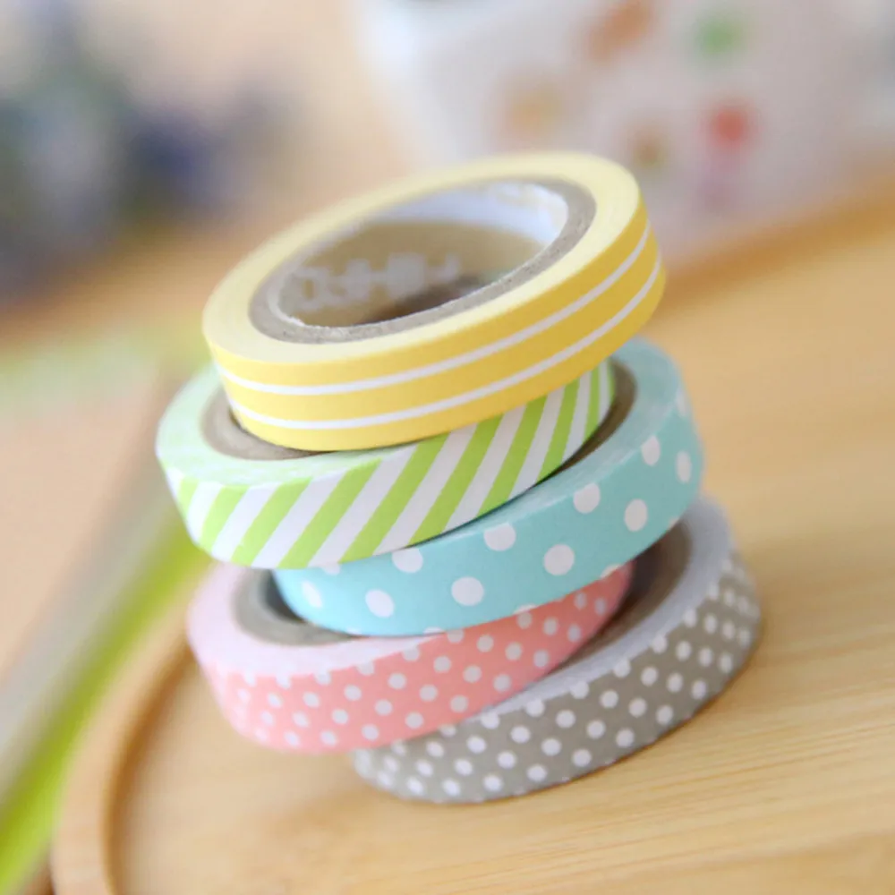 

5 Rolls Decorative Washi Rainbow Sticky Paper Masking Adhesive Tape DIY Arts and Crafts