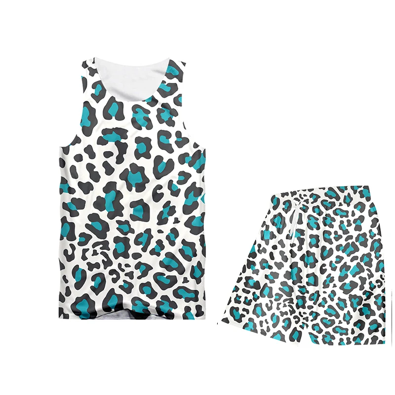 Костюм спортивный OGKB мужской с 3D-принтом худи и штаны леопардовым принтом