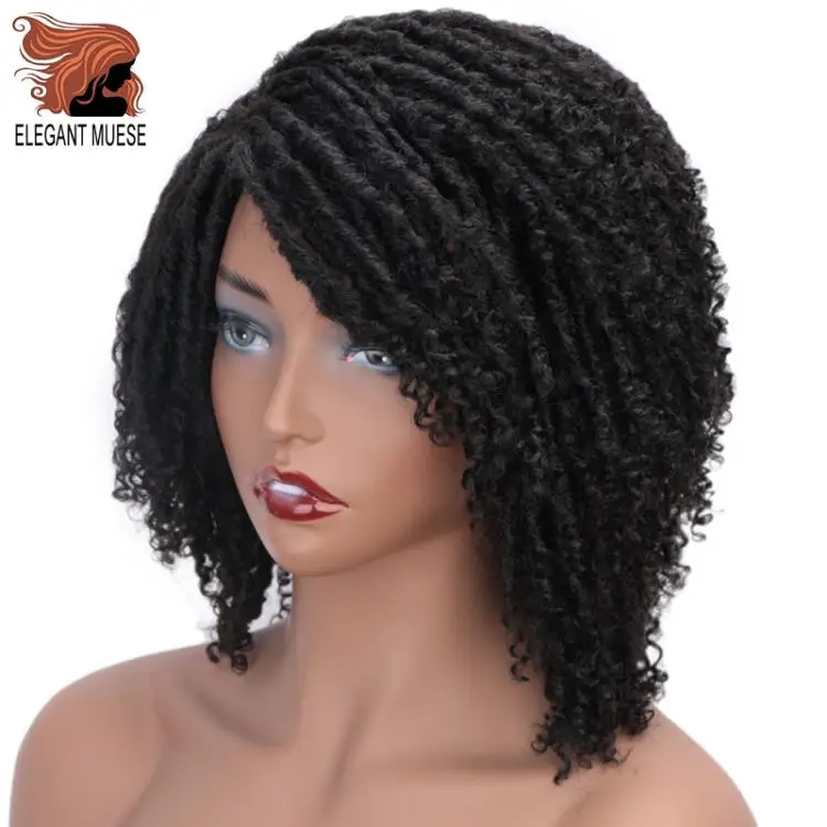 Elegant MUSES короткие синтетические парики для Для женщин 6 дюймов длинные мягкие Faux locs волосы парик с эффектом деграде(переход от темного к черный жук, вязанные крючком парики из косичек