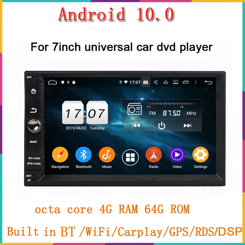 7 &quotandroid 10 Универсальный Автомобильный dvd плеер для toyota nissan hyundai аудио стерео gps