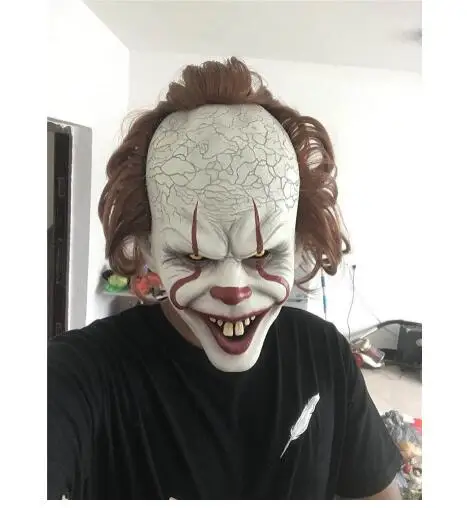 Mask Светодиодный маска Джокера для косплея Стивен Кинг клоун латексные страшные маски шлем костюм на Хэллоуин вечерние реквизиты - Цвет: Mask