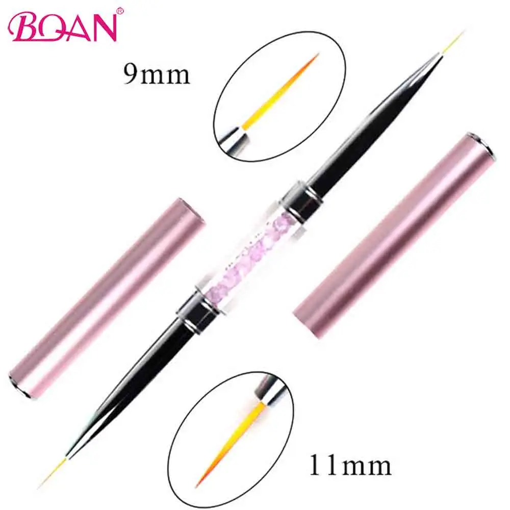 

BQAN 9mm/11mm Double Head Crystal Handle Nail Brush Liner Drawing Brush Painting Pen Gel Polish Crystal Nail Art Manicure Tool