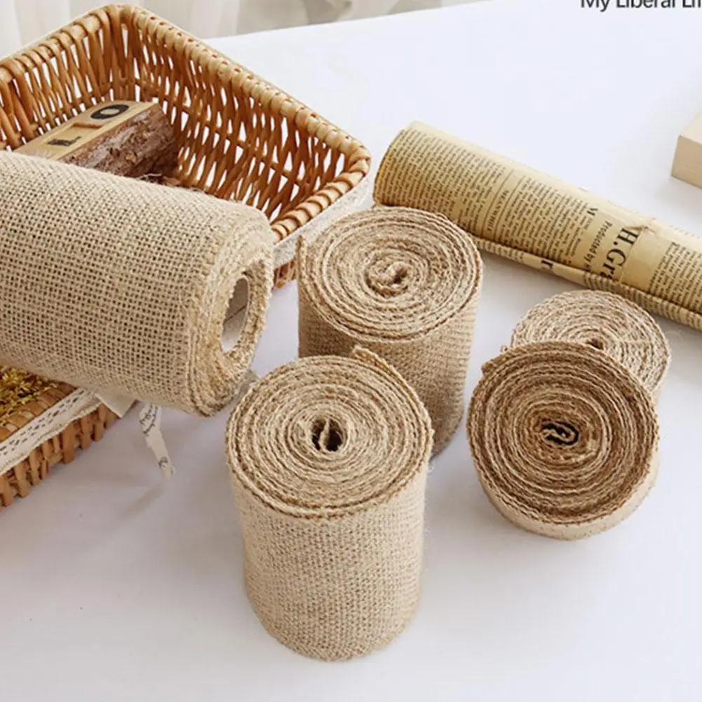 

1M Burlap Hessian Ribbon Rolls Vintage Rustic Wedding Decoration Christmas Gift Wrapping Festival Party Home Ribbons Decor