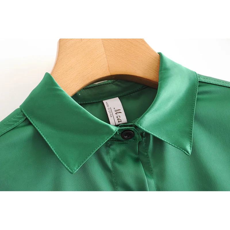 Za 2020 модная женская блузка зеленая из кусков с одной грудью простой