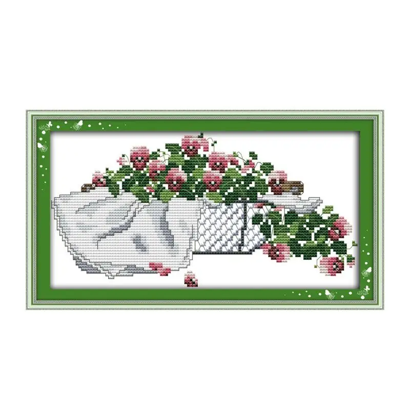 

Blossoming Flowers cross stitch kit DMC color plant 14ct 11ct count print canvas stitches embroidery DIY handmade needlework