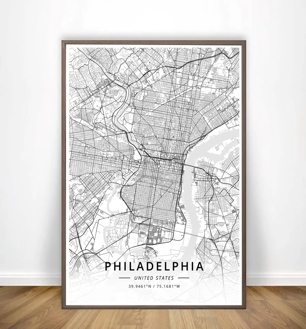 Perth Australia Peterborough Philadelphia Phnom Penh Phoenix Phuket Modern City Map Canvas Art Print Home Room Decor Poster | Дом и сад