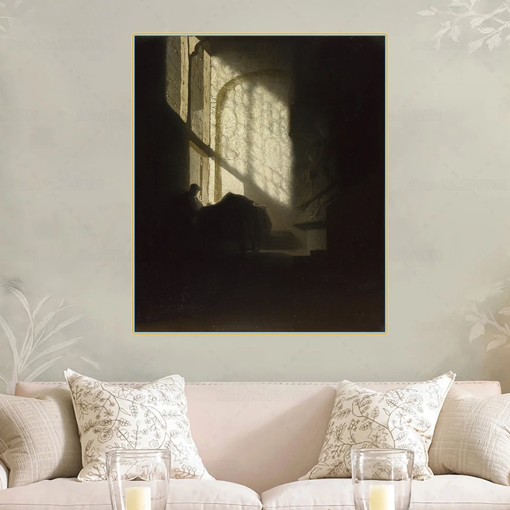 Картина на холсте Человек сидящий столе в высокой комнате