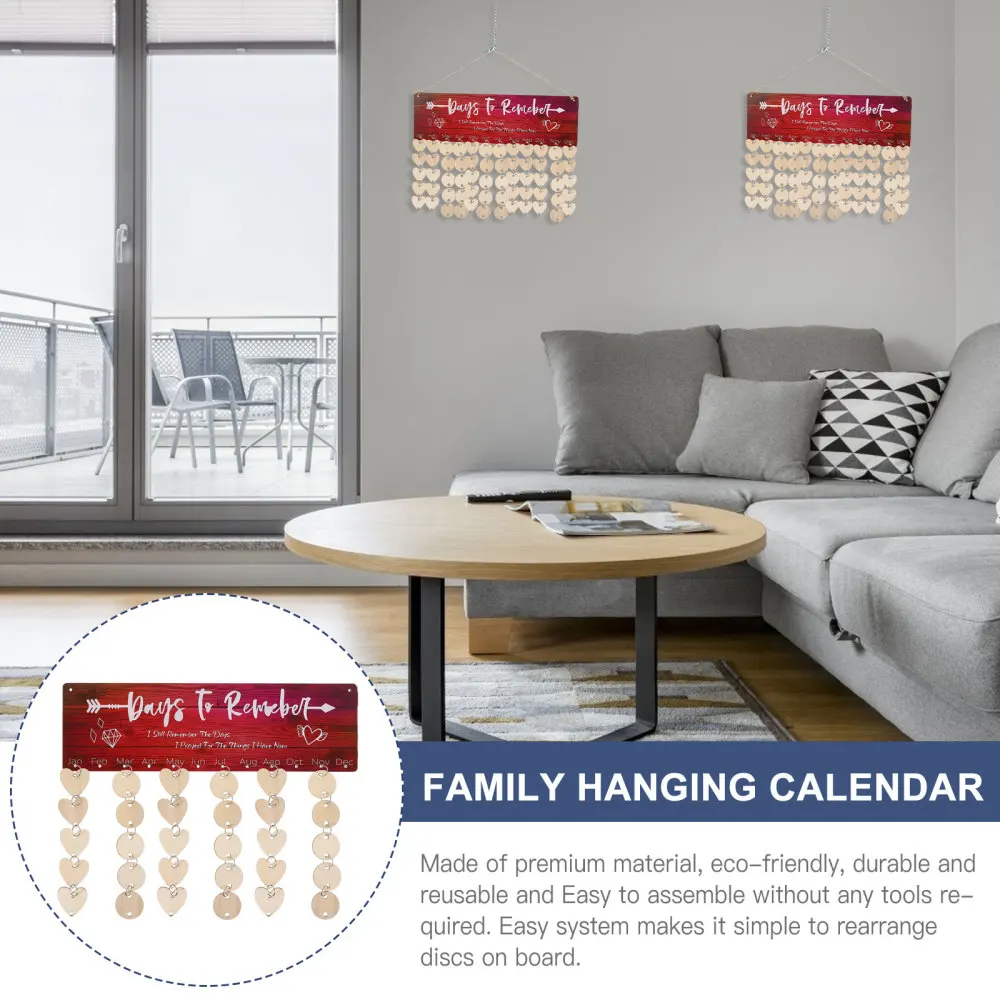 

1 Set Wooden Hanging Plaque Friends Family Birthday Festival Reminder Calendar