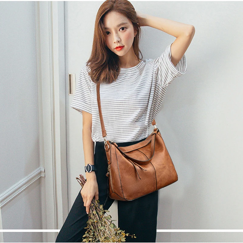

New Fashion PU Leather Handbag for Women Girl Messenger Bags Ladies Shoulder Messenger Bag Casual Large Shopping Bag
