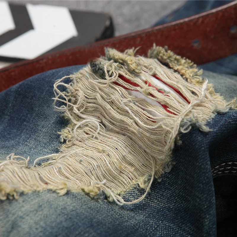 Рваные мужские повседневные брендовые модные джинсы высокого качества Прямые