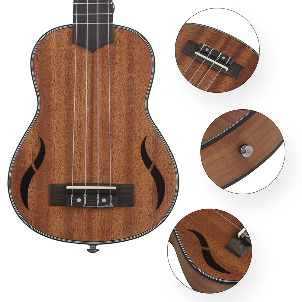 

M MBAT 21 Inch Ukulele Mahogany Soprano Ukulele Musical Gift Instrument 4 String Hawaiian Guitar With a Full Set of Accessories