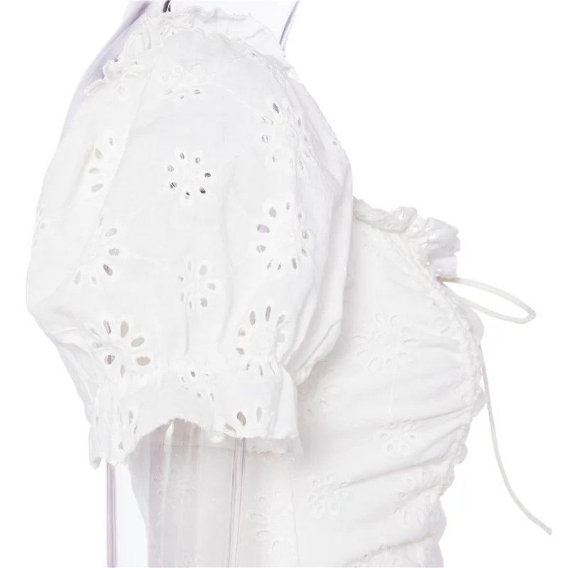 

GIYU 2021 European And American Ins New French Ruffle Skirt Temperament Sexy Hollow Lace Square Neck Slim Pleated Dress