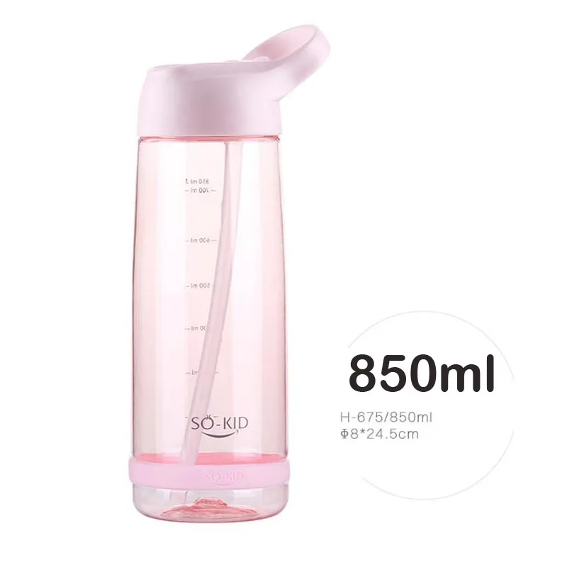 850ml M Pink 550 мл, пластиковая чашка для кормления детей, BPA, детская бутылка с соломинкой, поилка, герметичный стакан, портативная, обучающая Питьевая чашка - Цвет: 850ml M Pink