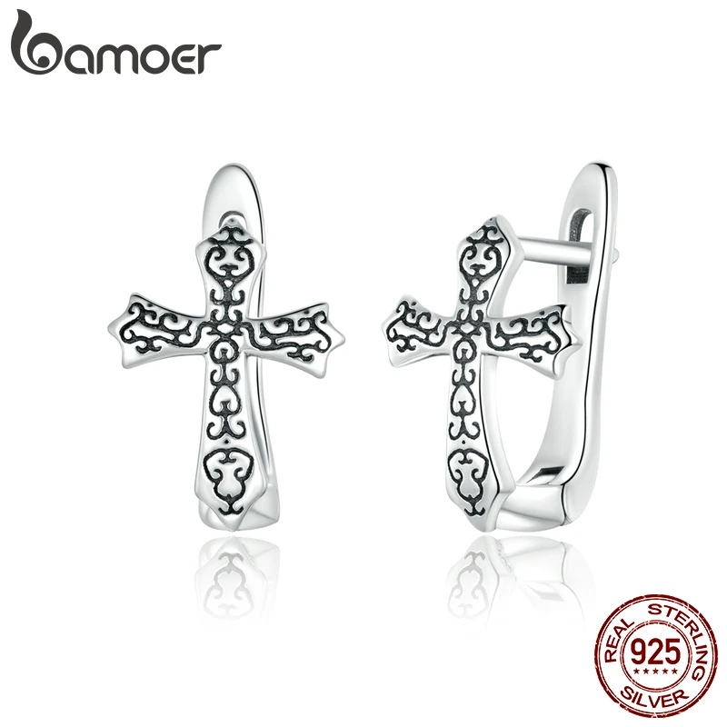 

Женские серьги-кресты bamoer из серебра 925 пробы, яркие ювелирные изделия, 2020 оригинальный дизайн, серьги SCE943