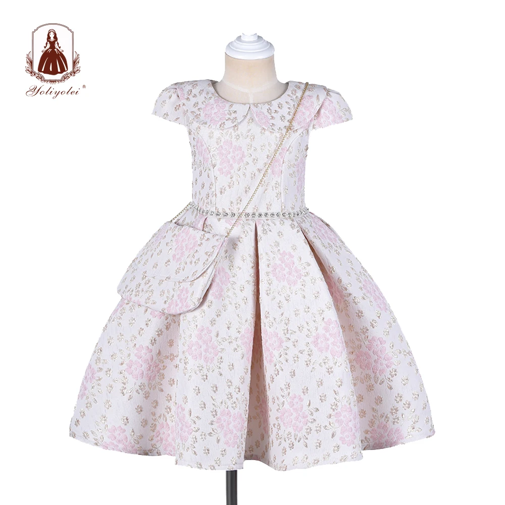 

Yoliyolei 3Y-10Y Kids Dresses 2020 With Bag Girls Size 8 Peter Pan Collar Clothes Short Sleeve Embroidery Long Dresses for Girl