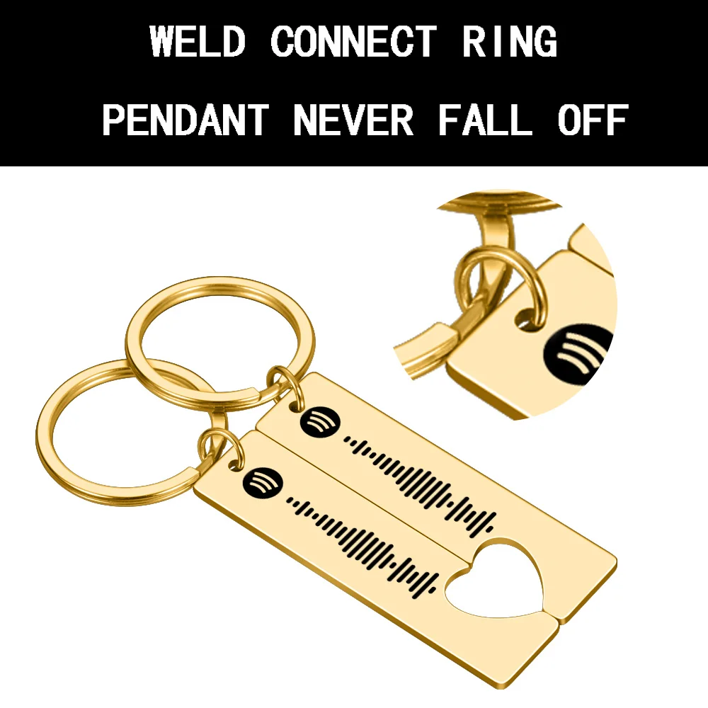 

2 Personalized Spotify Code Keychain Engraved Song Keychain Music Keyring Scannable Spotify Birthday Jewelry Gift for Friend