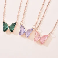 new butterfly necklace popular temperament transparent cute butterfly pendant necklace choke female jewelry girl prom gift