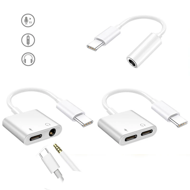 Разветвитель для наушников 2 в 1 адаптер Type C Samsung Note 20 S21 S20 Fe Huawei P40 Xiaomi 11 10 AUX
