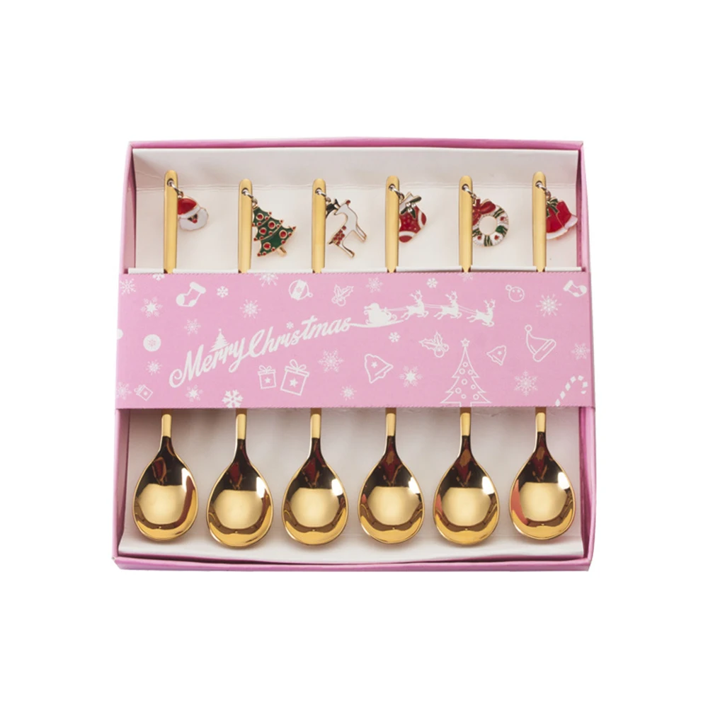 Noel Party Decorations Gift Ornaments Table For Navidad 2021 Christmas Stainless Spoon | Дом и сад