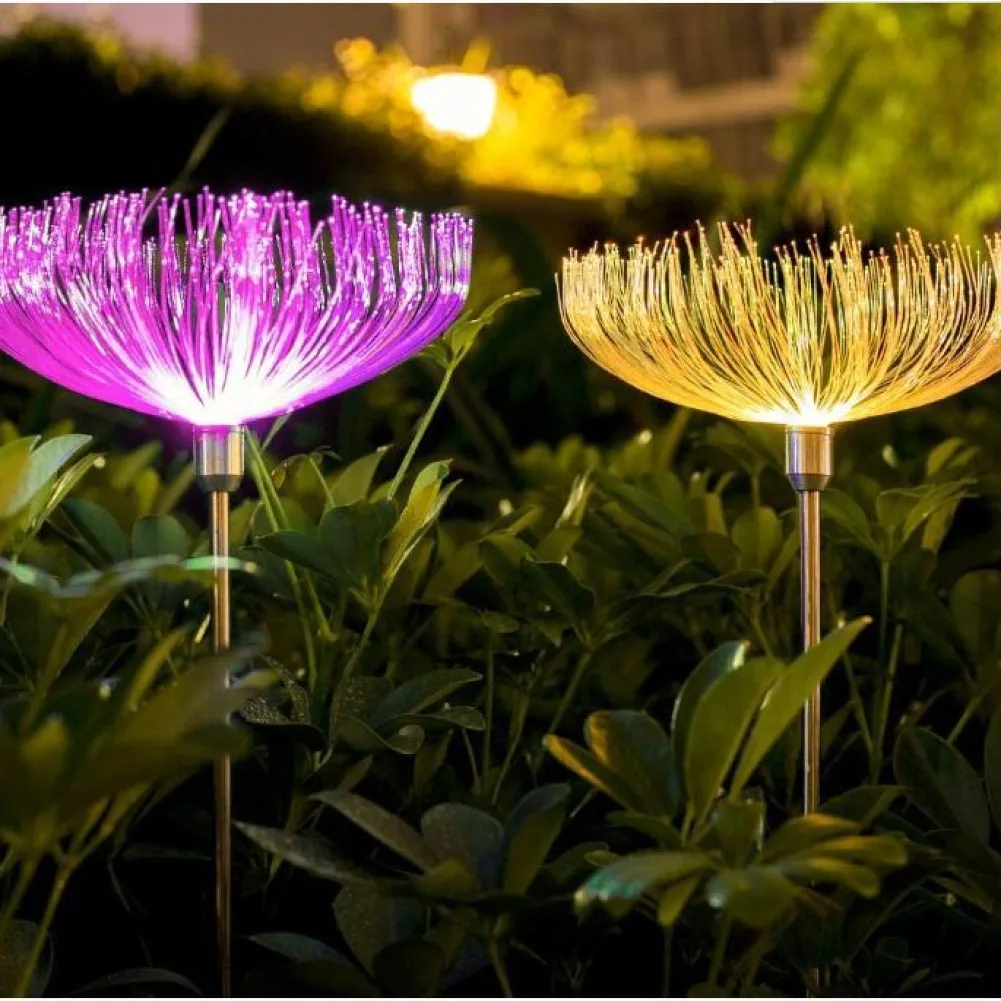 

2pcs Jellyfish Solar Led Light Outdoor Waterproof Colorful Optical Fibe Garden Light Decorative Yard Patio Street Decor Lighting
